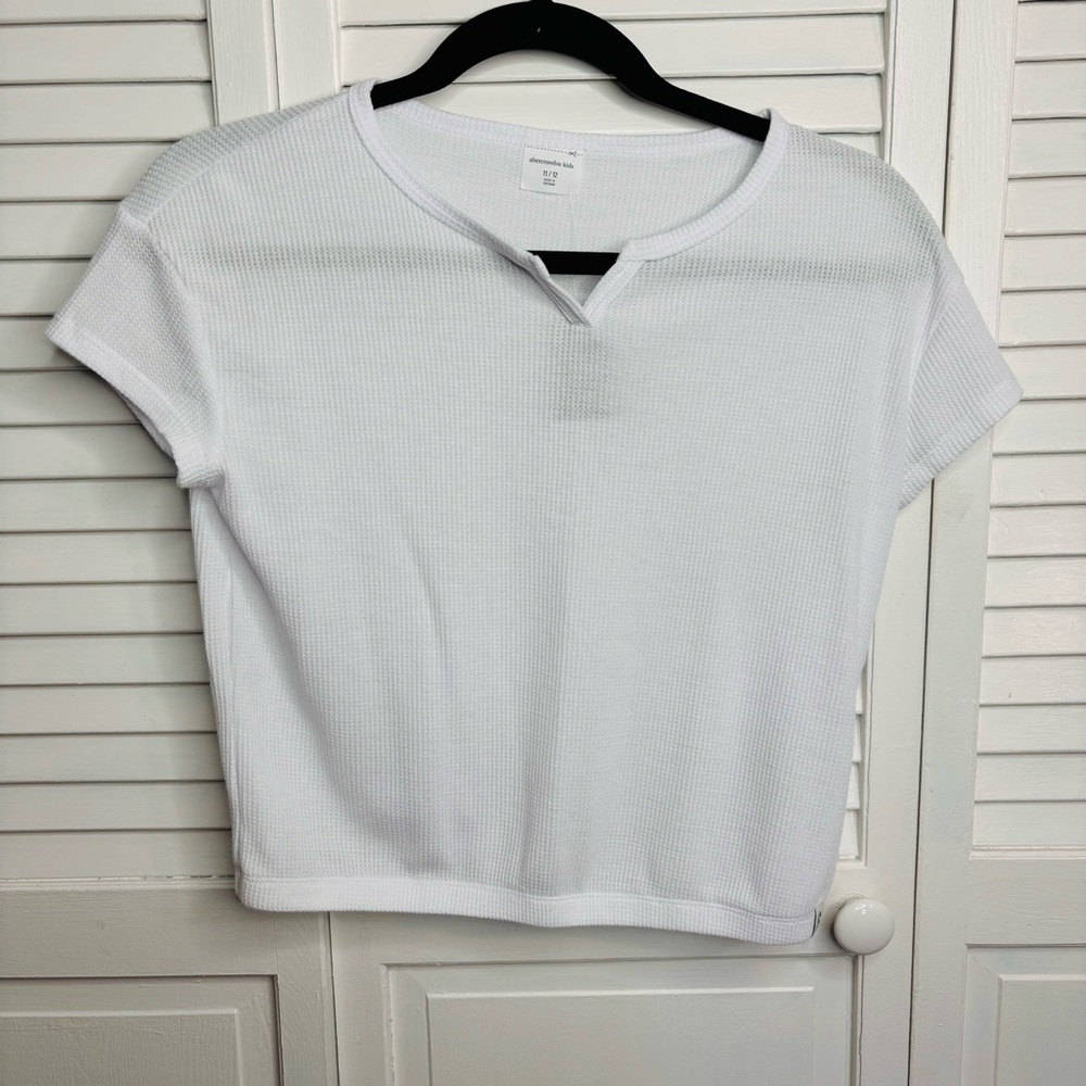 2/$25 ABERCROMBIE White Short Sleeve Sweater Size 11/12